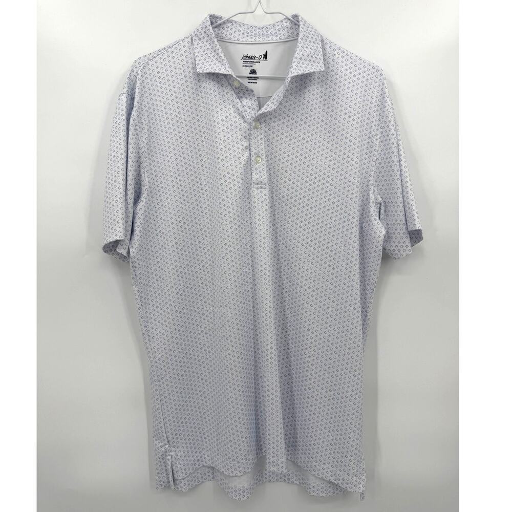 johnnie-O Performance Mesh Golf Polo Blue Print Medium - Picture 2 of 11
